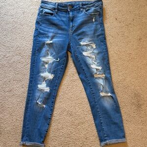 American Eagle Outfitters Ripped Blue Skinny Jeans
